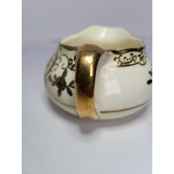Antique Moriyama Mori Machi Creamer Hand Painted Floral Ivory Gold 1920s Japan - Picture 11 of 13